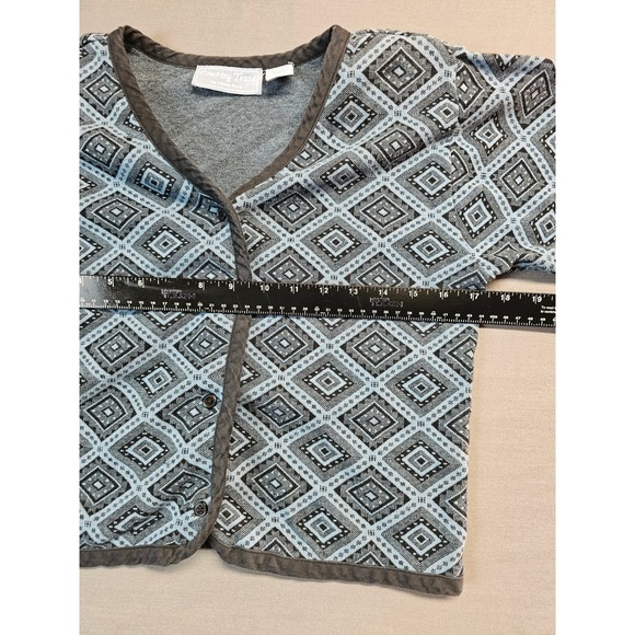 Country Tease by Adobe Rose Geometric Diamond Print Button Cardigan Womens L - Picture 4 of 6